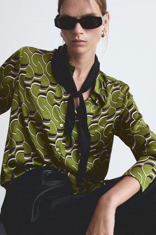 Chemise satinée imprimée - Vert