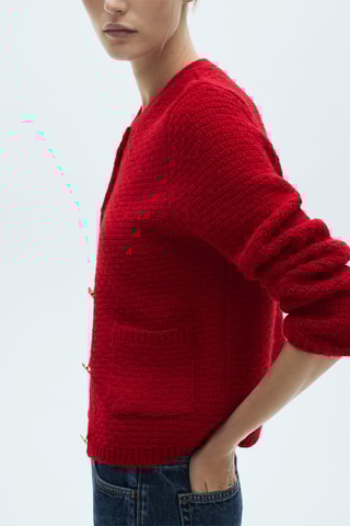 Cardigan maille boutons - Rouge