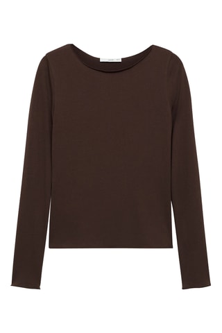 T-shirt col bateau manches longues - Marron