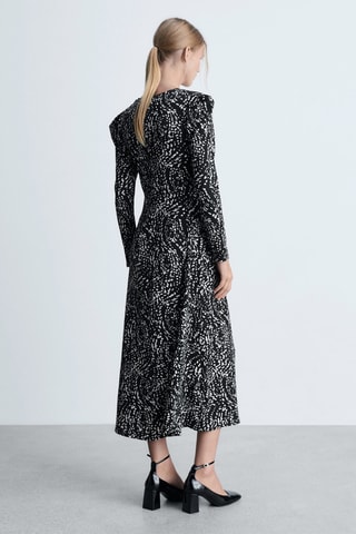 Robe imprimée manches bouffantes - Noir et blanc