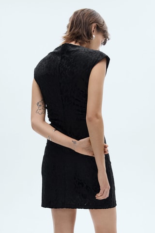 Robe courte velours léopard - Noir et gris