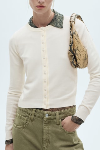 Cardigan maille fine - Écru