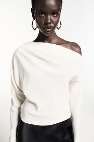 Blouse asymétrique détail froncé - Écru