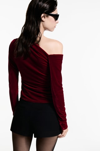 Top velours asymétrique - Rouge