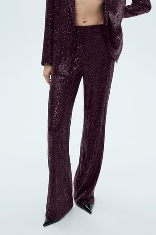 Pantalon palazzo sequins - Bordeaux