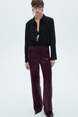 Pantalon palazzo sequins - Bordeaux