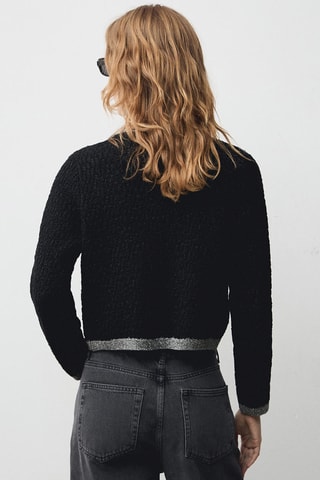 Blouson maille détail Lurex - Noir et argenté
