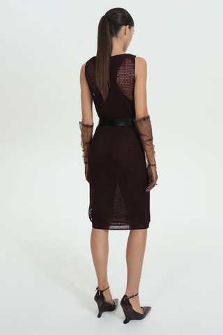 Robe maille ajourée Lurex - Bordeaux