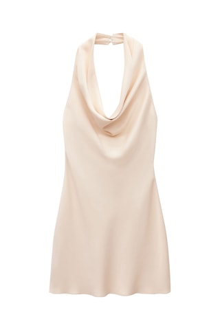 Robe satin col bénitier - Écru
