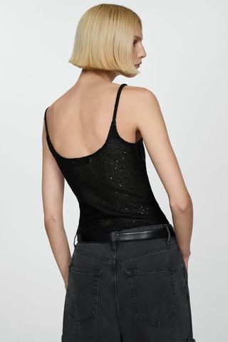 Top bretelles à sequins - Noir