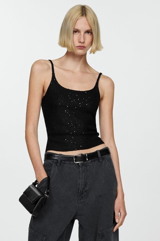 Top bretelles à sequins - Noir