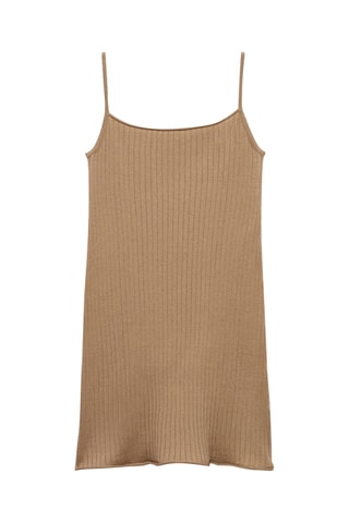 Robe maille côtelée - Marron clair
