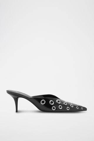 Chaussures ouvertes à l'arrière détail métallique - Noir
