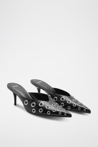 Chaussures ouvertes à l'arrière détail métallique - Noir