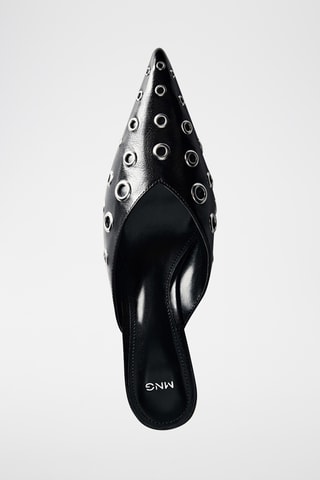 Chaussures ouvertes à l'arrière détail métallique - Noir