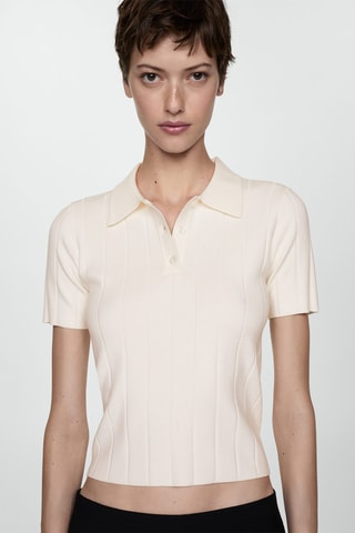 T-shirt col polo - Écru
