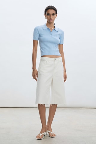 T-shirt col polo - Ciel