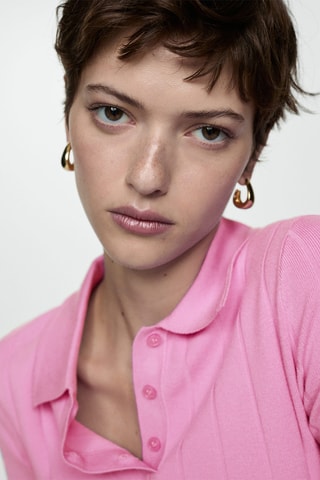 T-shirt col polo - Rose