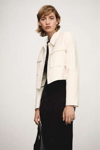 Veste poches rayures - Écru