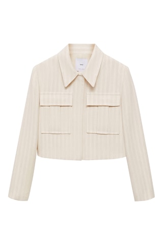 Veste poches rayures - Écru
