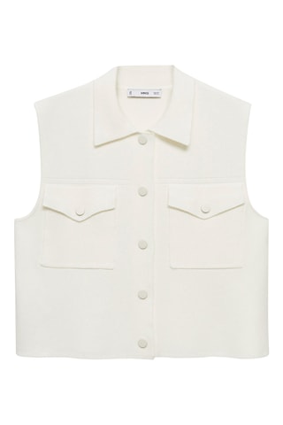 Gilet maille poches - Écru