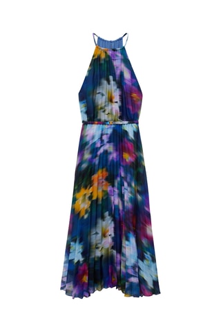 Robe plissée imprimée - Bleu