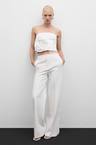Top froncé maxifleur - Blanc cassé