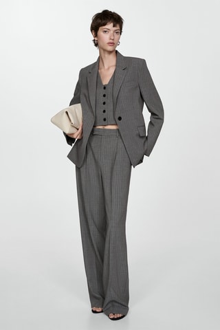 Gilet de costume à fines rayures - Gris