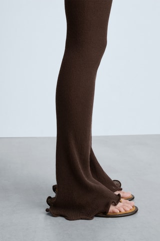 Pantalon maille flare - Marron