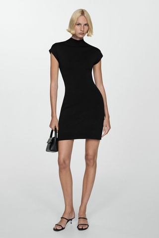 Robe maille col montant - Noir