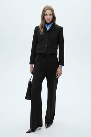 Blazer crop boutons - Noir