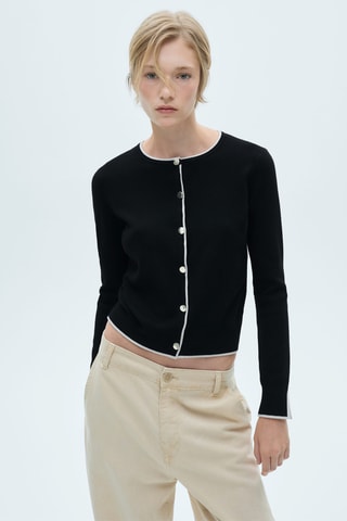 Cardigan maille boutons - Noir