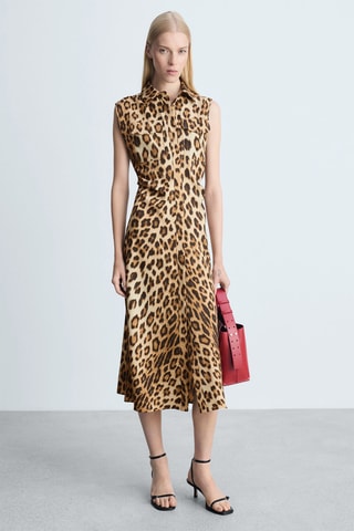 Robe chemisier léopard - Marron