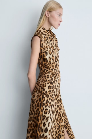 Robe chemisier léopard - Marron