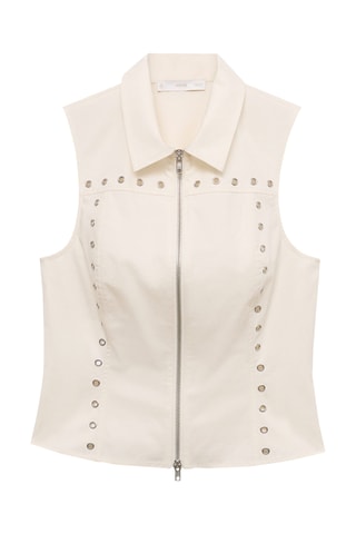Top zippé à studs - Blanc cassé