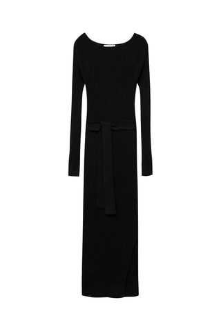 Robe maille côtelée - Noir