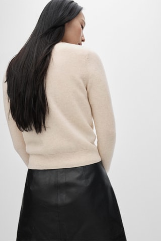 Cardigan 100 % laine coutures décoratives - Beige