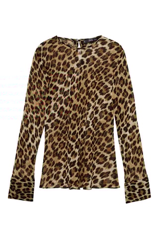 Blouse en imprimé léopard - Marron