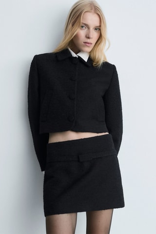 Veste tweed crop - Noir