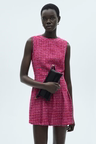 Robe évasée tweed - Fuchsia
