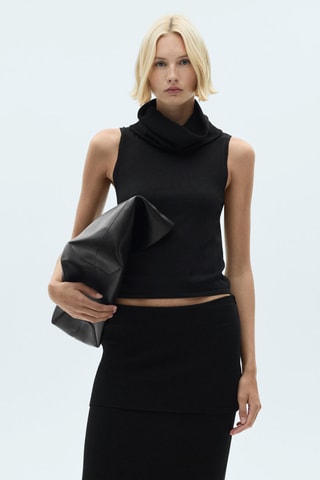 Top maille col roulé - Noir