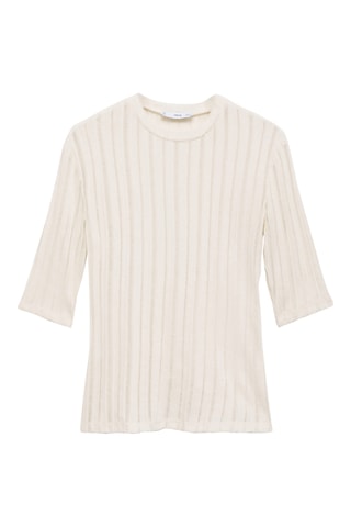 T-shirt maille manches courtes - Écru