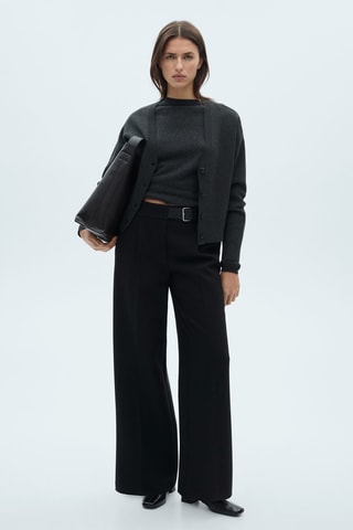 Pantalon droit avec ceinture - Noir