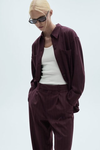 Pantalon pinces rayures tennis - Bordeaux