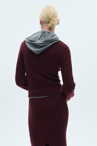 Pull-over maille côtelée col rond - Bordeaux