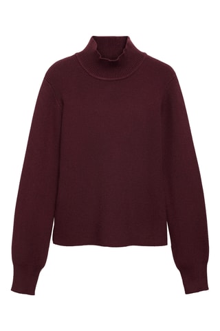 Pull-over maille côtelée col rond - Bordeaux