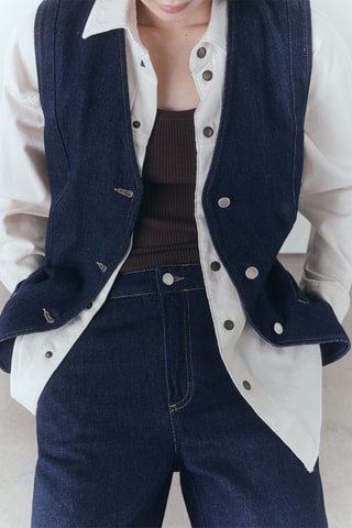 Jean wideleg rinse wash - Bleu