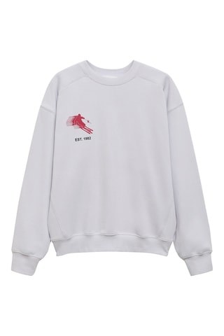 Sweat-shirt coton message imprimé - Gris clair chiné