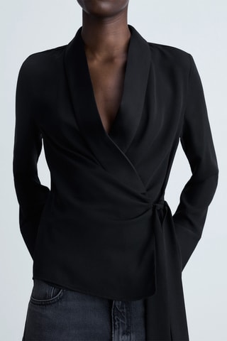 Blouse satinée noeud - Noir