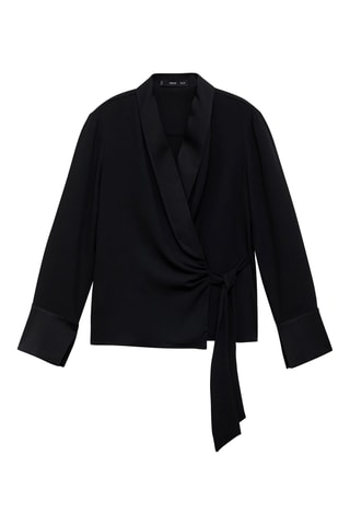 Blouse satinée noeud - Noir